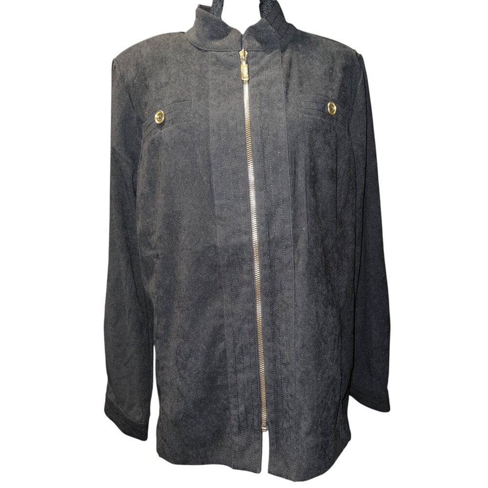 Bob Mackie Womens Jacket‎ M Black Gold Button